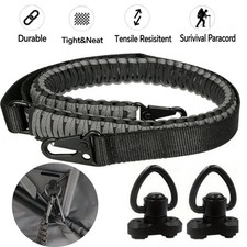 2 Point Rifle Sling Adjustable Paracord Strap with Metal Hook and Sling Swivels