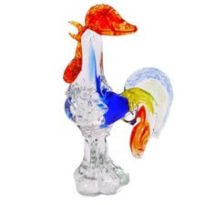 Murano Art Glass Rooster Hand Blown Style Vintage Figurine Heavy Colorful