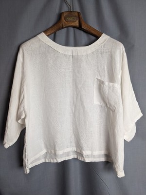 Derek Rose Linen Cropped Shirt Size M/L TOP