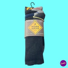 SOCKSMAD Men's 3 Pack Cushioned Work Boot Socks, Black, UK 6  11