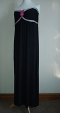 Be You black strapless jersey feel maxi dress ribbon & beading detail Size 20/22