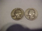 2 90% Silver US Washington Quarters 1942-S & 1950-S  In circulated condition
