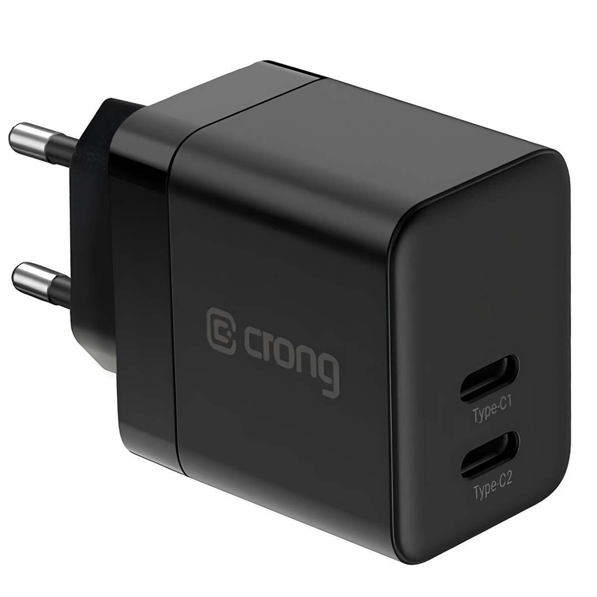 Chargeur secteur Crong 2 USB-C 35W GaN ultra-compact blanc pour smartphone