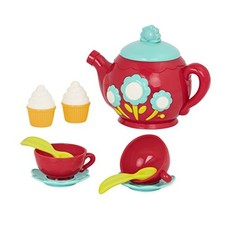   Musical Tea Set with 9 Pieces for Toddlers   Colorful Child-size Red/Teal