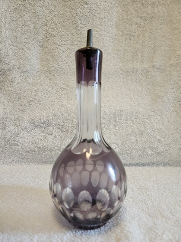 Amethyst Purple Bohemian Cut Glass Barber Bottle.