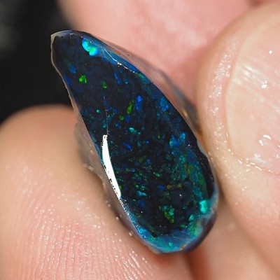 GEM QUALITY 17.07ct GREEN-BLUE SOLID LIGHTNING RIDGE BLACK OPAL ROUGH RUB #5