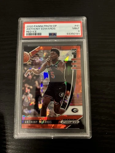 2020-21 Panini Prizm Anthony Edwards #258 Red Ice Prizm (RC) PSA 9 Gem Met 💎