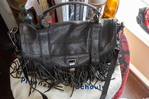 Proenza Schouler PS1 - Black Leather Fringe - Shoulder Bag Messenger Satchel