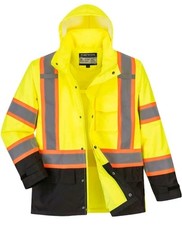 Portwest US361 Hi-Vis Contrast Tape Rain Jacket Highly Durable Fabric - Small