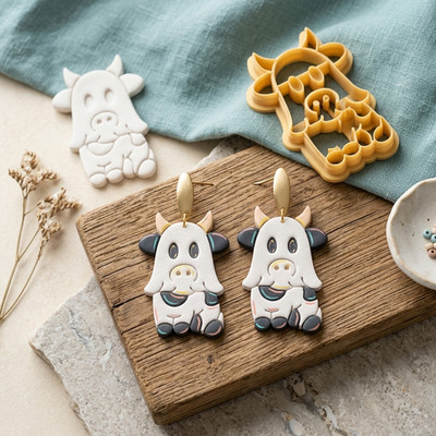Geist Kuh Polymer Ton Schneider Halloween Ohrring Schmuck Werkzeug