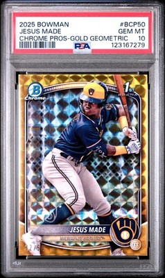 2025 JESUS MADE 1st Bowman Gold Geometric Ref /50 RC PSA 10 💎 #1 Prospect