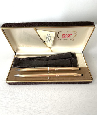 Cross 14K Gold Filled Pen and Mechanical Pencil Set in Case