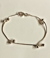 Sterling Silver 925 Bracelet Unique Ball  Bar Links Lobster Clasp - 7"