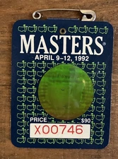 1992 Masters Badge Low # - Augusta National Golf Club - Fred Couples Champ