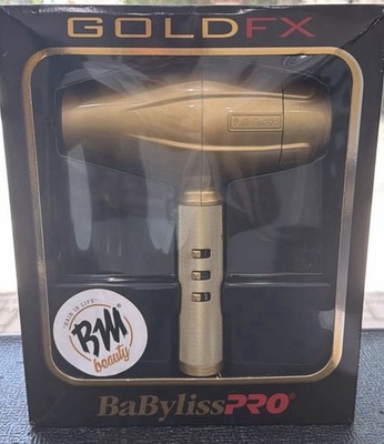 BaBylissPRO GOLDFX Gold Professional Hair Dryer Ionic Diffuser 2 Speed 2 Heat
