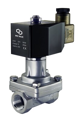 1/2'' Stainless Zero Differential Electric Steam Solenoid Valve 24V DC PTFE Seal 