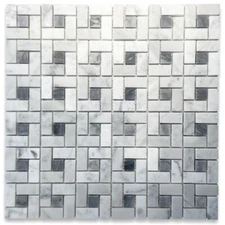 C687XH Carrara White Bardiglio Gray Marble Pinwheel Windmill Mosaic Tile Hone