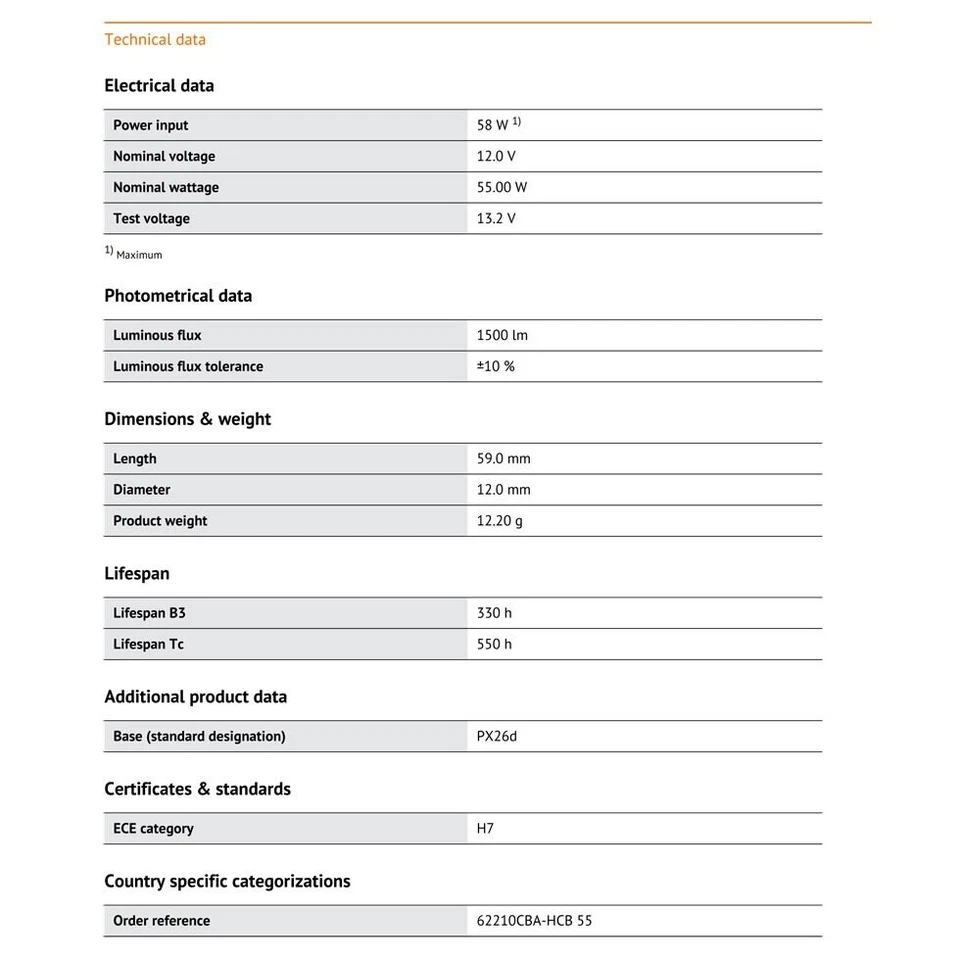 OSRAM Cool Blue Advance H7 12V 55W 5000K Halogen Cool Blue White Xenon Look - image 4 of 4