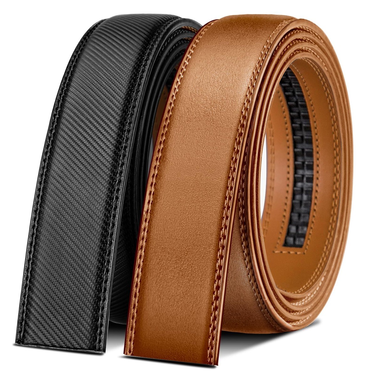 BULLIANT Men's Ratchet Belt - 1 3/8" Width, Genuine Leather, Trim-to-Fit, Zinc Alloy Buckle
