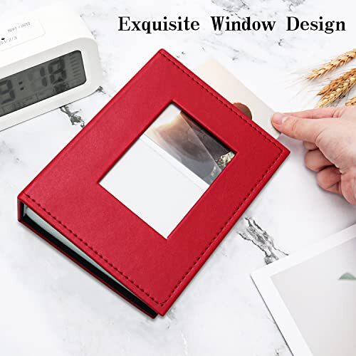 Photo Album 4x6 100 Photos Leather Cover Picture Book with Front Window, Slip - Bild 3 von 6