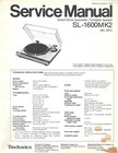 Technics Sl-1600Mk2 Turntable Factory Service Manual English