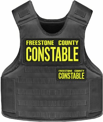 FREESTONE CONSTABLE COUNTY embroidery patches 4x10 and 2x5 hook on back YEIIOW