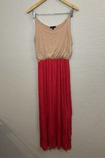 Active Basic Maxi Tank Dress Womens Size Medium Beige, And Red  Full Length