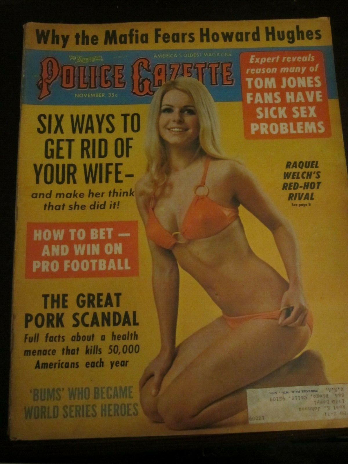 Police Gazette Magazine November 1970 Tom Jones Raquel Welch's Red Hot