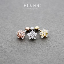 16g Crystal wire frame star cartilage earring stud, conch helix earrings, 1pc