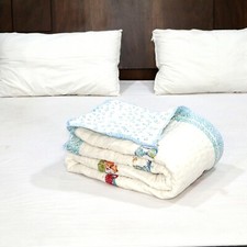 Reversible Baby Quilt Hand Block Printed Light Weight Coverlet 100 Cotton Fill