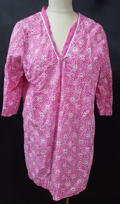 Karen Neuburger Pink Floral PJ Night Shirt Size Medium Tunic Beach