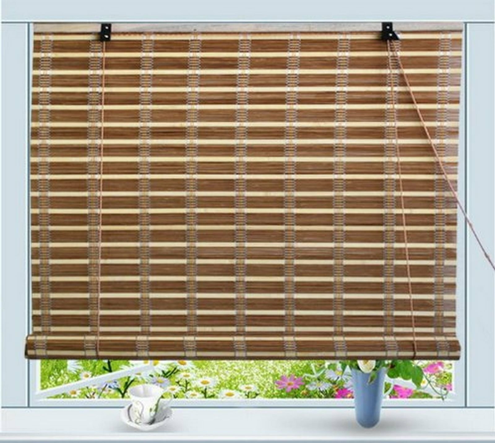 Bamboo Roll Up Window Blind Sun Shade W48" x H84" eBay