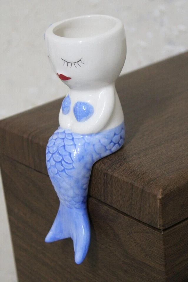Shelf Sitter Plant Pot Mermaid Girl Statue Figurine Nautical Beach Home Decor - Image 4 of 4