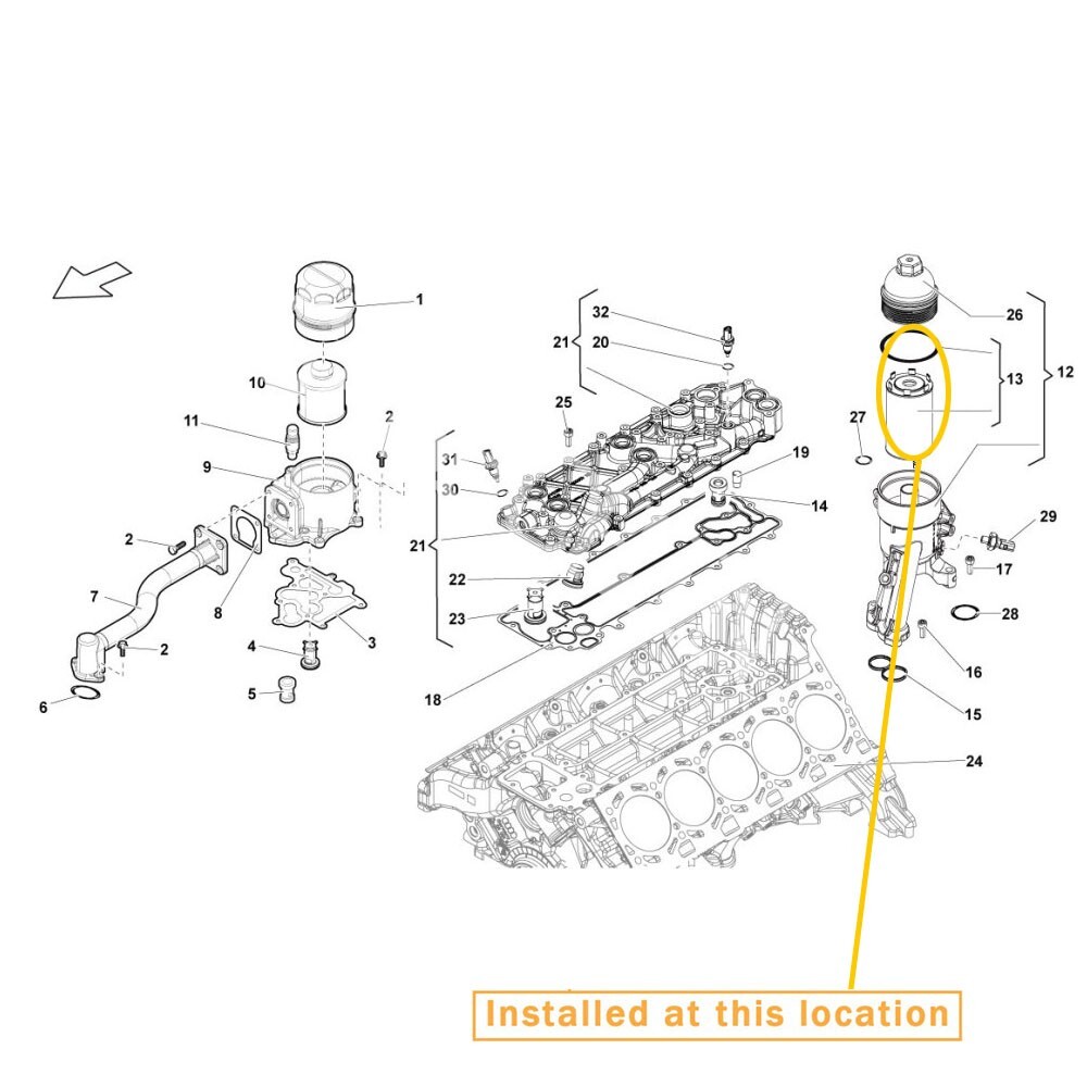 For Lamborghini HURACAN LP 610 LP580 Engine Oil Filter OEM：079198405E
