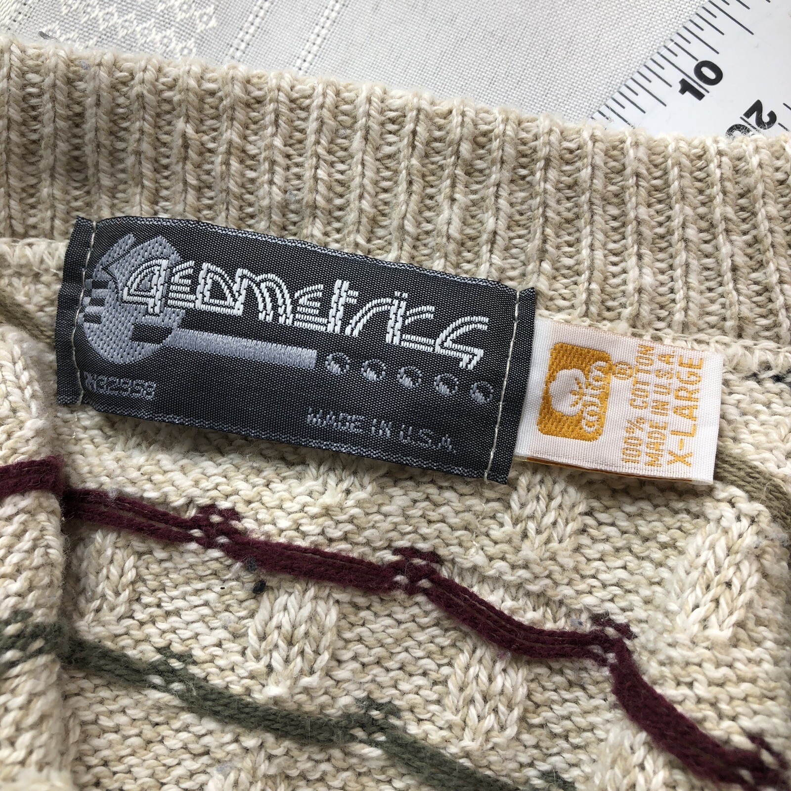 Metrics Mens Knit Sweater Size X-Large Beige w/ m… - image 4