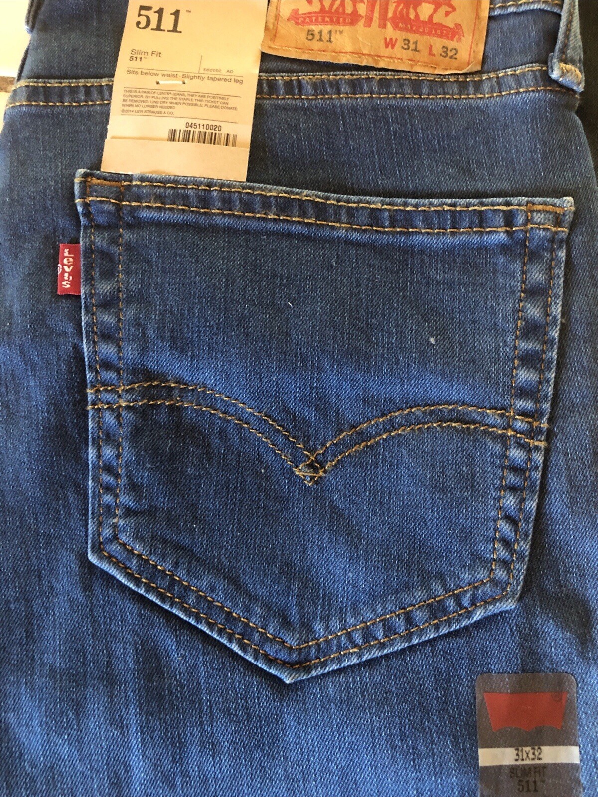 LEVI’S MENS 511 RARE MED  BLUE JEANS SLIM SUPER  STRETCH DENIM 31X32 GR8 DESIGN image 2