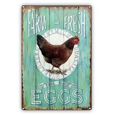 Farm Fresh Eggs Vintage Sign Chicken Eggs Wall Art D cor Aluminum Metal Sign