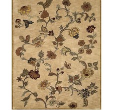 Bashian Wilshire Floral Shower 100-Percent Wool Pile Area Rug,  Beige 2'6" x 8'