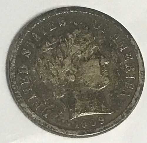 1909-d Barber  dime , fine / VF, scarce date