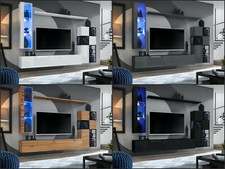 Anbauwand Wohnwand Schrankwand SWITCH M2 mit Hochglanz Push - Click und LED Bel.