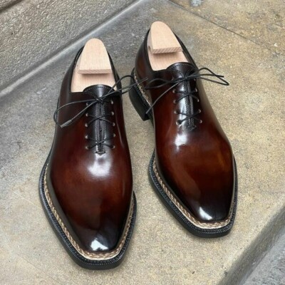 Neue Herren handgefertigte Whole Cut Anzugschuhe aus Schokoladen-Patina-Leder