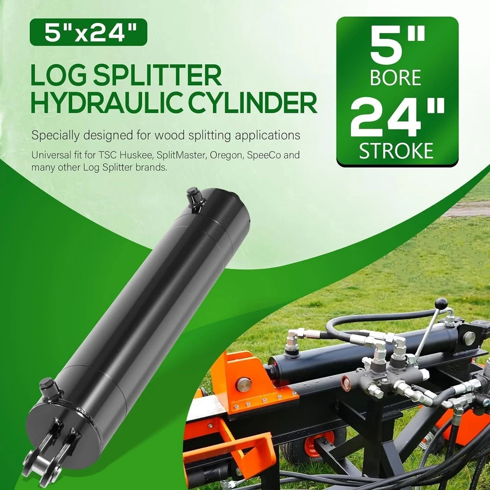 5"x24" Hydraulic Cylinders Log Splitter Cylinder For Log Splitter 3500PSI Black - Image 2 of 4