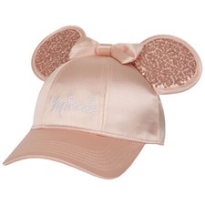 Disney Minnie Mouse Signature Glitter Rose Gold Cap with 3D Ears and Bow Gold