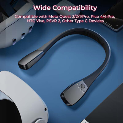 10000mAh VR Neck Fast Charger Battery Power Bank for Meta Quest 3/2/Pro/PS VR2