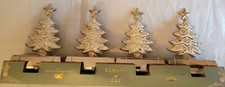 Tinsel  Fir Metal Stocking Holders 4ct Set Silver Trees Christmas Holiday