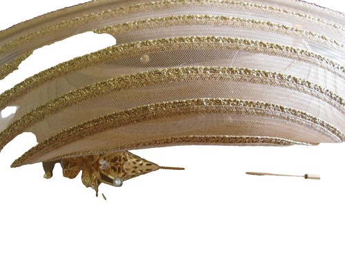 Donna Vinci Hat Fascinator Womens Beige Beaded Rhinestone  display picture 1