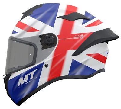 MT TARGO S BRITAIN FULL FACE ECE22.06 DOT UNION MOTORBIKE HELMET RED WHITE BLUE