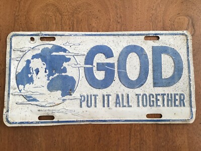 God Put It All Together Booster License Plate Vintage religious world 