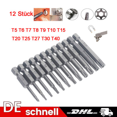 Torx Bit Set T5 T6 T7 T8 T9 T10 T15 T20 T25 T27 T30 T40 Magnetisch 50mm mit loch