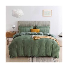 JELLYMONI Green Duvet Cover Queen Size - 3PCS Microfiber Tufted, Boho Striped...